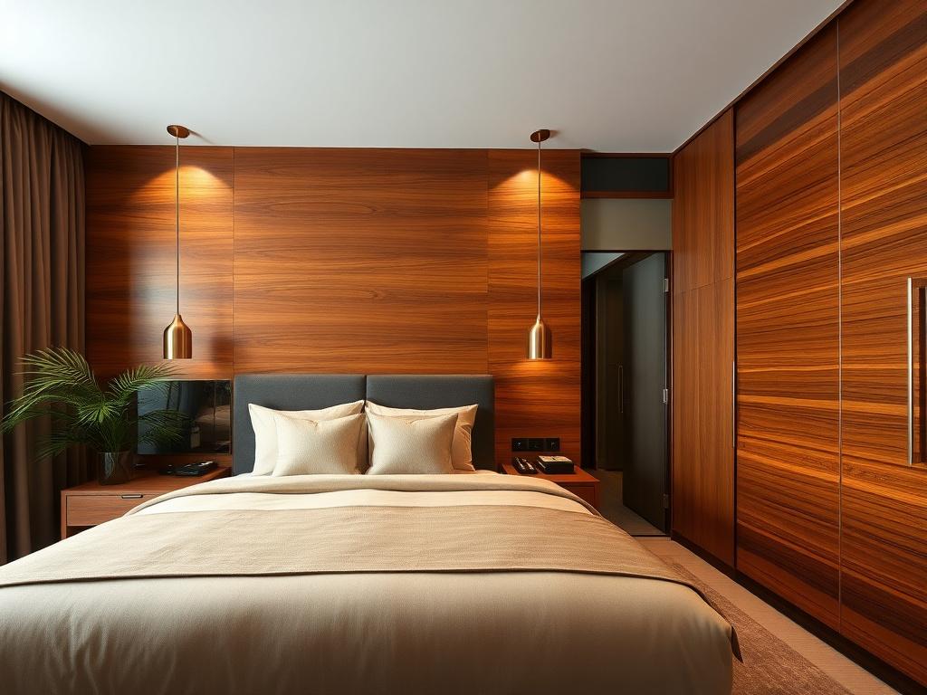 Boutique hotel suite millwork in merbau hardwood